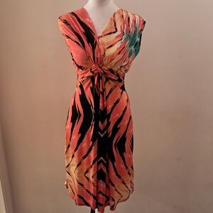 XTSY Dress Women's Medium M Orange Resortwear Knot Front Cruise Summer Boutique